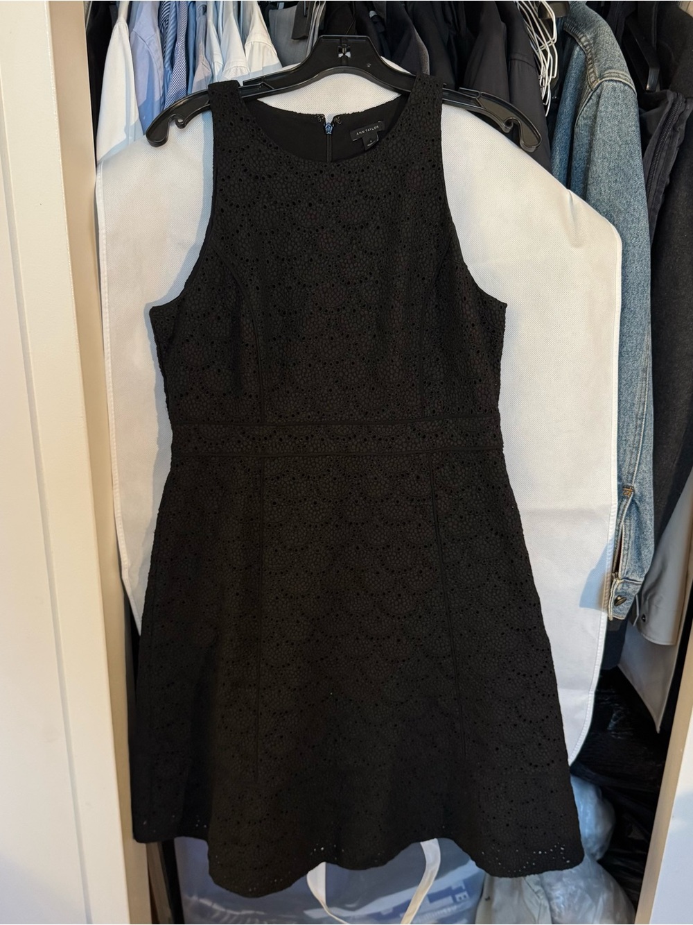 Ann Taylor Black Eyelet Detail Dress